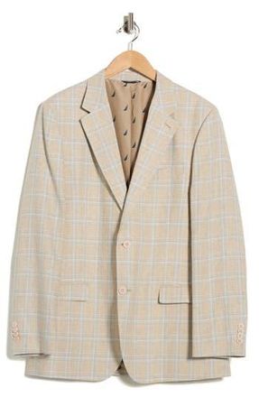 Nautica Plaid Cotton & Linen Blend in Tan at Nordstrom Rack, Size 48 Regular