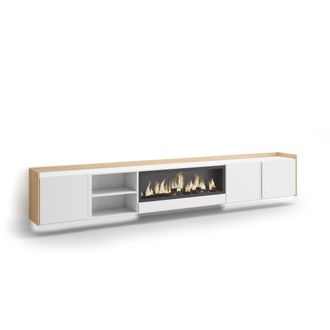 Skraut Home Skraut Home - Mueble Tv, Televisi&oacute;n, Muebles De Sal&oacute;n, Almacenaje, 315x35x50cm, Para Tv Hasta 80, Chimenea El&eacute;ctrica Xxl, Colgado, Suspendido, Led, Es
