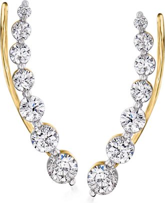 Ross-Simons Diamond Ear Climbers in 14kt Yellow Gold