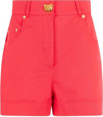 Moschino Op maat gemaakte shorts met hoge taille - Dames - Bermuda - Rood - S - Katoen - Korte Broeken