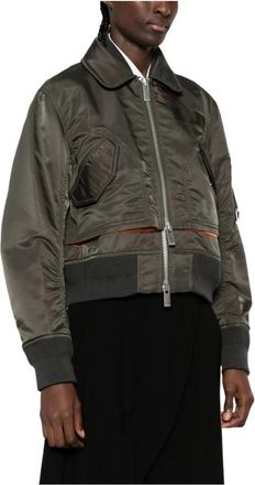 sacai Nylon Twill Blouson - Dames - Bomber jackets - Groen - S - Nylon - Jassen