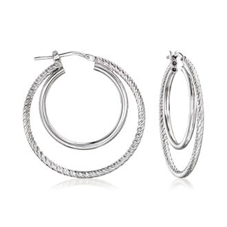 Ross-Simons Italian Sterling Silver Double-Hoop Earrings