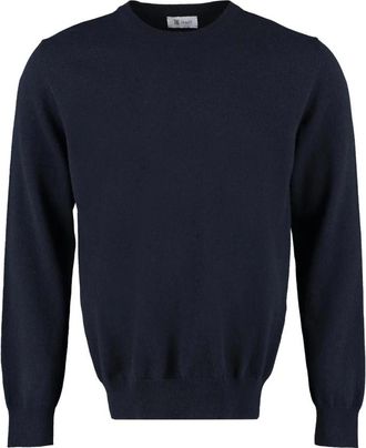 THE (ALPHABET) Klassieke Ronde Hals Kasjmier Trui - Heren - Cashmere truien - Blauw - 2XL - Kasjmier - Truien & Vesten