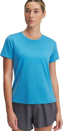 Under Armour Laufshirt UNDER ARMOUR UA LAUNCH SHORTSLEEVE, Damen, Gr. XS, blau (ether blau,, reflective), Web, Obermaterial: 100% Polyester, Rundhals, Shirts Laufs