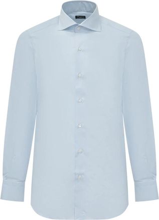 Finamore Milano Eduardo Shirt - Heren - Zakelijke Overhemden - Blauw - 3XL - Katoen - Overhemden