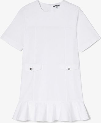 Ganni White Stretch Cotton Mini Dress - Size 38 Organic