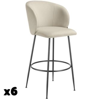 TecTake 6 taburetes altos aterciopelados de 51 x 60 x 106 cm, crema/negro