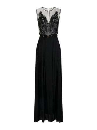 Elisabetta Franchi S Red Carpet Tulle And Georgette Dress