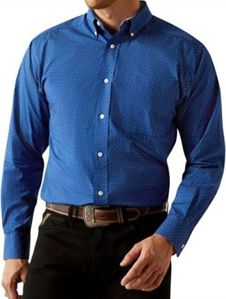 Ariat Mens Wrinkle Free Brodie Shirt In Navy
