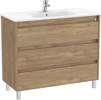 Roca Roca - Pack Unik Mueble De 3 Cajones + Lavabo Tenet Color: Nogal - Medidas: 985x460x740 Mm