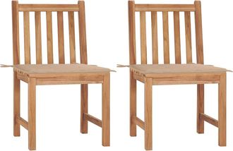 vidaXL Sillas De Jard&iacute;n 2 Unidades Madera Maciza De Teca Con Cojines Vidaxl