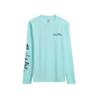 Salt Life Liquid Depth Badge Long Sleeve SLX Performance Tee in Lt Aruba Heather at Nordstrom, Size X-Large