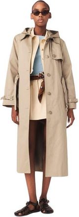 Maje Trench with removable hood in Camel at Nordstrom, Size 34 Eu