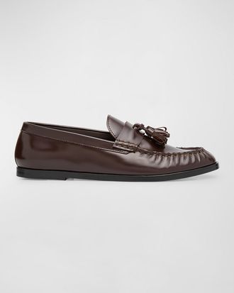 The Row Calfskin Tassel Boyfriend Loafers