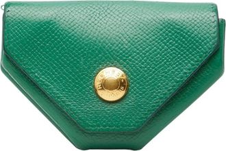 Herm&egrave;s Green Leather Coin Purse/Coin Case (Pre-Owned)
