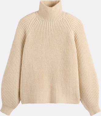 La Redoute Collections Grote trui met opstaande kraag in grof tricot