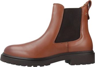 Tommy Hilfiger Leather Cleated Chelsea - Dames - Chelseaboots - Bruin - 37 EU - Katoen - Schoenen