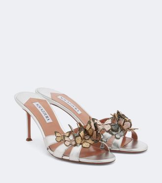 Aquazzura Papillon appliqu&eacute; leather sandals