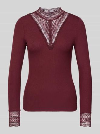 Only Slim Fit Langarmshirt aus Viskose-Mix Modell TILDE in Bordeaux, Gr&ouml;&szlig;e XS