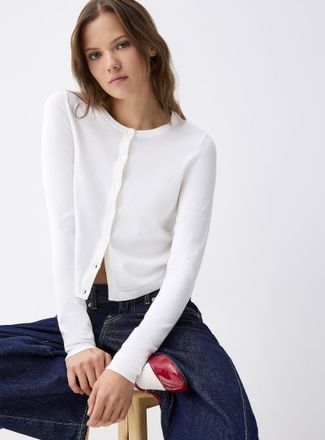 Twik Womens Small-button fine-knit Cardigan Sweater