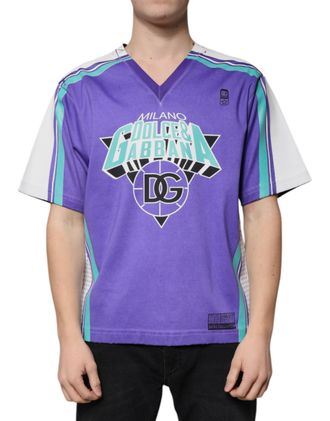 Dolce & Gabbana Logo-Print Jersey Cotton T-Shirt - Purple