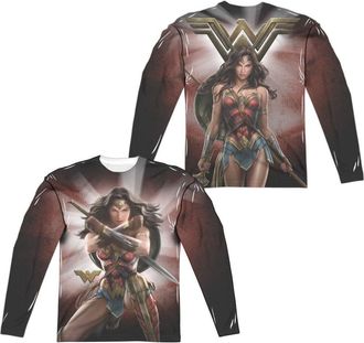 Gildan Wonder Woman Movie Protector Of Humanity (Front/Back Print) Long Sleeve Adult Poly Crew Tee / T-Shirt