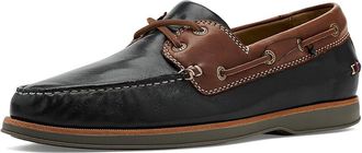 Johnston & Murphy Monaco 2-eye Boat Shoes Mens Shoes Black/Brown Sheepskin : 11.5 M (D), Leather