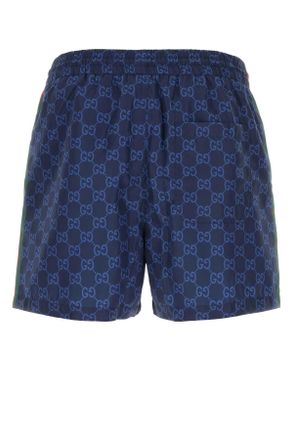 Gucci Logo-Printed Polyester Swimming Shorts - Navy