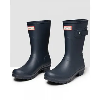 Hunter Womens Original Short Ladies Wellington Boots - Navy Rubber - Size UK 6