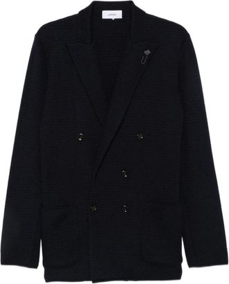 Lardini Gebreide double-breasted blazer - Heren - Blazers - Zwart - XL - Jassen