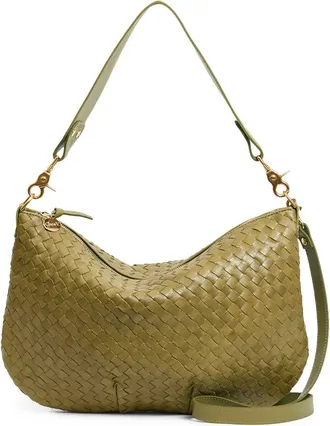 Clare Vivier Moyen Messenger Woven Leather Bag in Olive at Nordstrom
