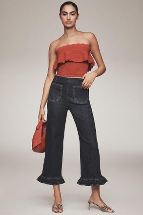 Maeve The Colette Ruffle-Hem Crop Wide-Leg Jeans by Maeve
