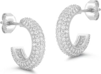 Glaze Jewelry Small Pavé Huggie Hoop Earrings in Silver at Nordstrom Rack