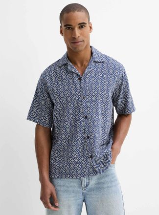 Jack & Jones Mens Diamond mosaic camp shirt