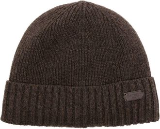 Barbour Carlton logo-patch beanie - men - Wool/Polyamide/Polyester - One Size - Brown
