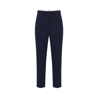 Elisabetta Franchi Crepe Enkellaagse Broek - Dames - Broeken - Blauw - Maat: XS Poliester