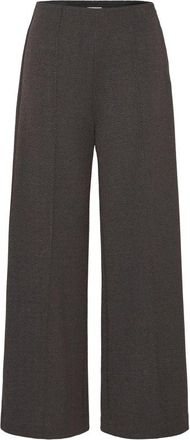 Ichi Jacquard Herringbone Broek Zwart Bruin - Dames - Wijde Broeken - Bruin - 2XL - Polyester - Broeken
