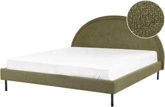 Beliani Cama Minimalista Boucl&eacute; Tapicer&iacute;a Poli&eacute;ster Somier Cabecero Semicircular 180 X 200 Cm Verde Margut