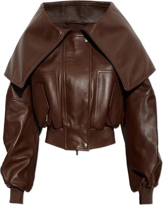 Balenciaga Chaqueta Blouson con cuello envolvente - Jackets - Mujer - Marr&oacute;n - XS