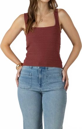 Dex Clothing Square Neck Textured Tank In Burnt Sienna