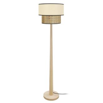 Tosel Lamp&aacute;ra de pie trepied madera Alt.162cm natural ;Pantalla: beige