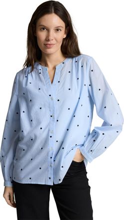 Tom Tailor Klassische Bluse TOM TAILOR, Damen, Gr. 36, blau heart design, Web, Obermaterial: 100% Baumwolle, bedruckt, regular fit normal, Manschette, Blusen Kla