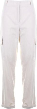 Eleventy pinstriped cargo-pockets trousers - women - Fabric - 44 - Neutrals