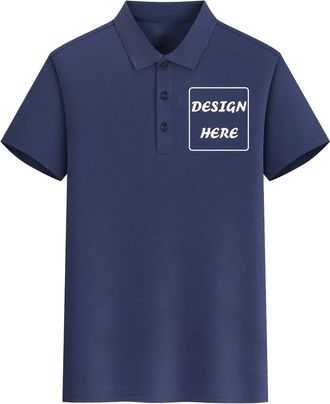 Generic MioRoim Custom Polo Shirts for Men Personalized Golf Shirt Customize Your own Text Photos Short Sleeves (UK, Alpha, 4XL, Regular, Regular, Dark Blue)