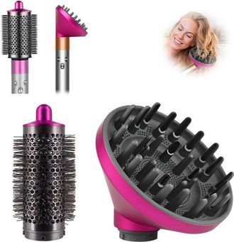 OEM Accesorio Compatible Con El Moldeador De Cabello Dyson, 2 Piezas, Cabezal Universal, Compatible Con El Moldeador Airwrap Hs05, Hs03 Y Hs01, Rosa
