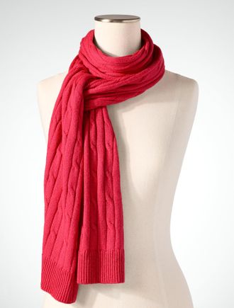 Talbots Soft Cable Knit Scarf - Red - 001 Talbots