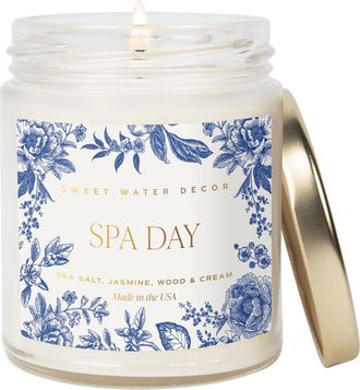 Sweet Water Decor 9oz Clear Jar Glass Candle - Patterned Label in Spa Day at Nordstrom