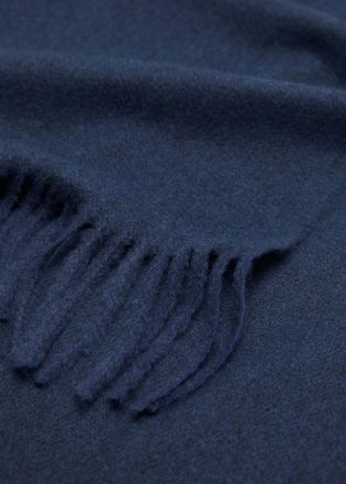 Mango Sciarpa bordi frange blu - Donna - Taglia unica - MANGO