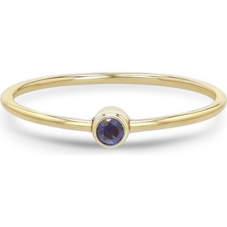Zo&euml; Chicco 14K Gold Bezel Birthstone Stacking Ring in Yellow Gold/Blue Saphire at Nordstrom, Size 8