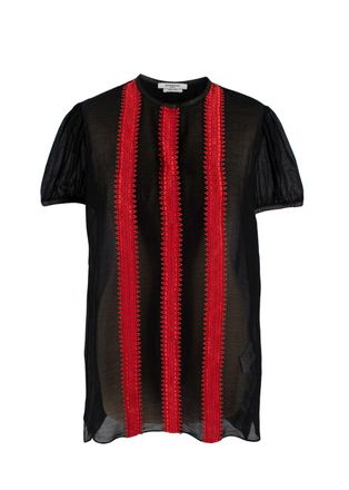 Givenchy Black and Red Cotton & Silk Sheer Blouse Size M